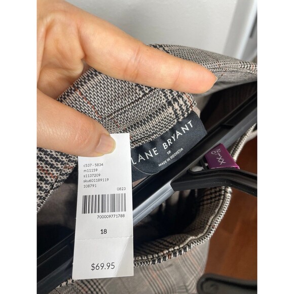 Lane Bryant Plaid Ankle Pants Women’s Size 18 Brown Black Stretch Workwear NWT - Picture 2 of 4